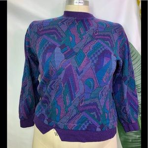 vintage purple patterned sweater plus size
